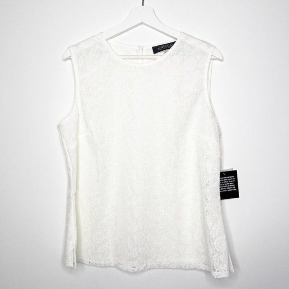 KASPER Ivory Lace Sleeveless Top